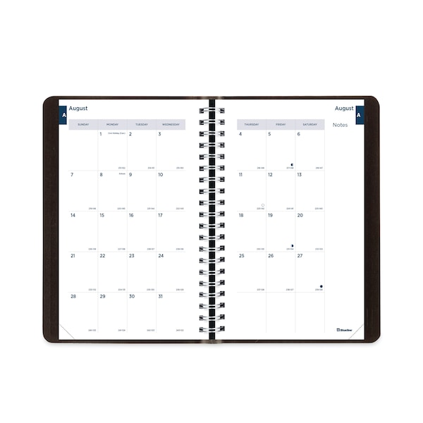 Academic Daily/Monthly Planner, 8 X 5, Black Cover, 12-Month (Aug To July): 2022 To 2023